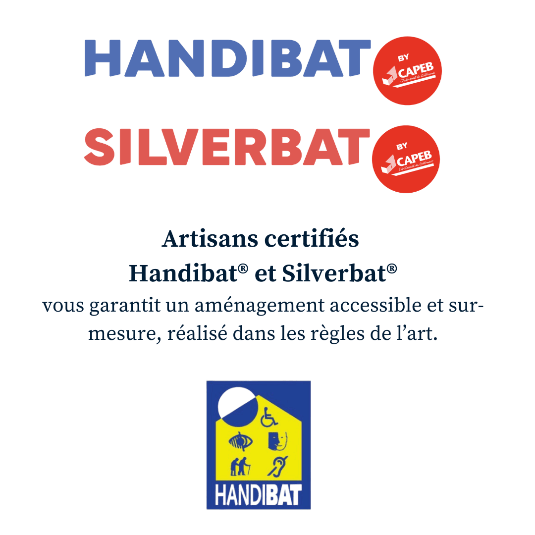 Serenika artisans certifiés Handibat® et Silverbat® vous garantit un aménagement accessible et sur-mesure réalisé dans les règles de lart Publication Instagram 1 ‣ Serenika Handibat Silverbat